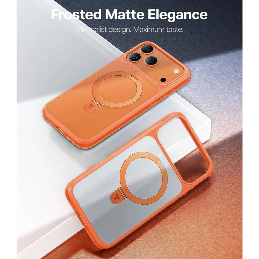 For iPhone 17 Pro Case MagSafe Stand 4X Military Drop Protection Cosmic Orange